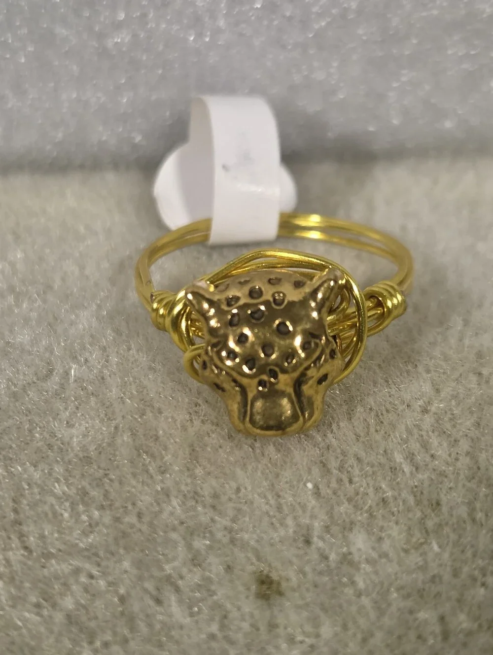 Handcrafted Gold Leopard Head Wire-Wrapped Ring - Men's Jewelry